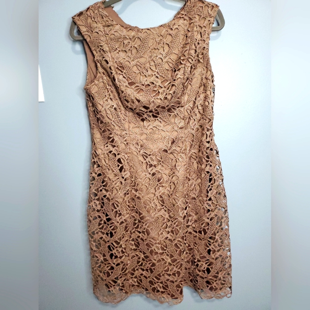 Adrianna Papell fit and flare lace overlay Sleeveless dress Size 8